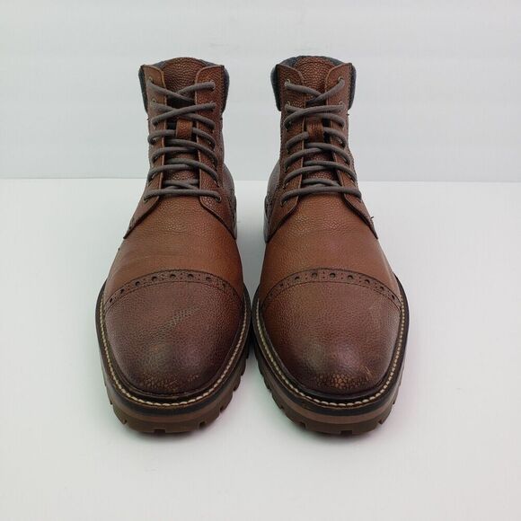Warfield & Grand Darren Mens Size 8.5 Brown Leather Cap Toe Brogue Boots Shoes - Picture 5 of 12